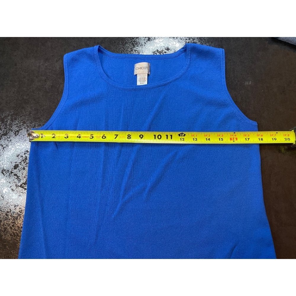 Chico’s Stretch Blue Rayon Sleeveless Tank Top Sz L - Picture 5 of 9